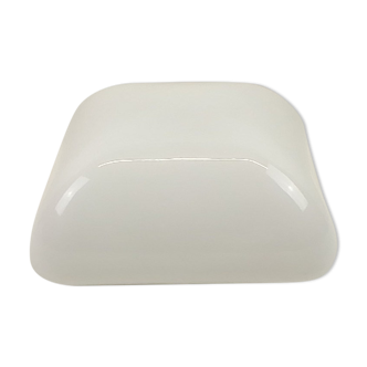 Vintage square ceiling light in opaline style white glass 25x25cm