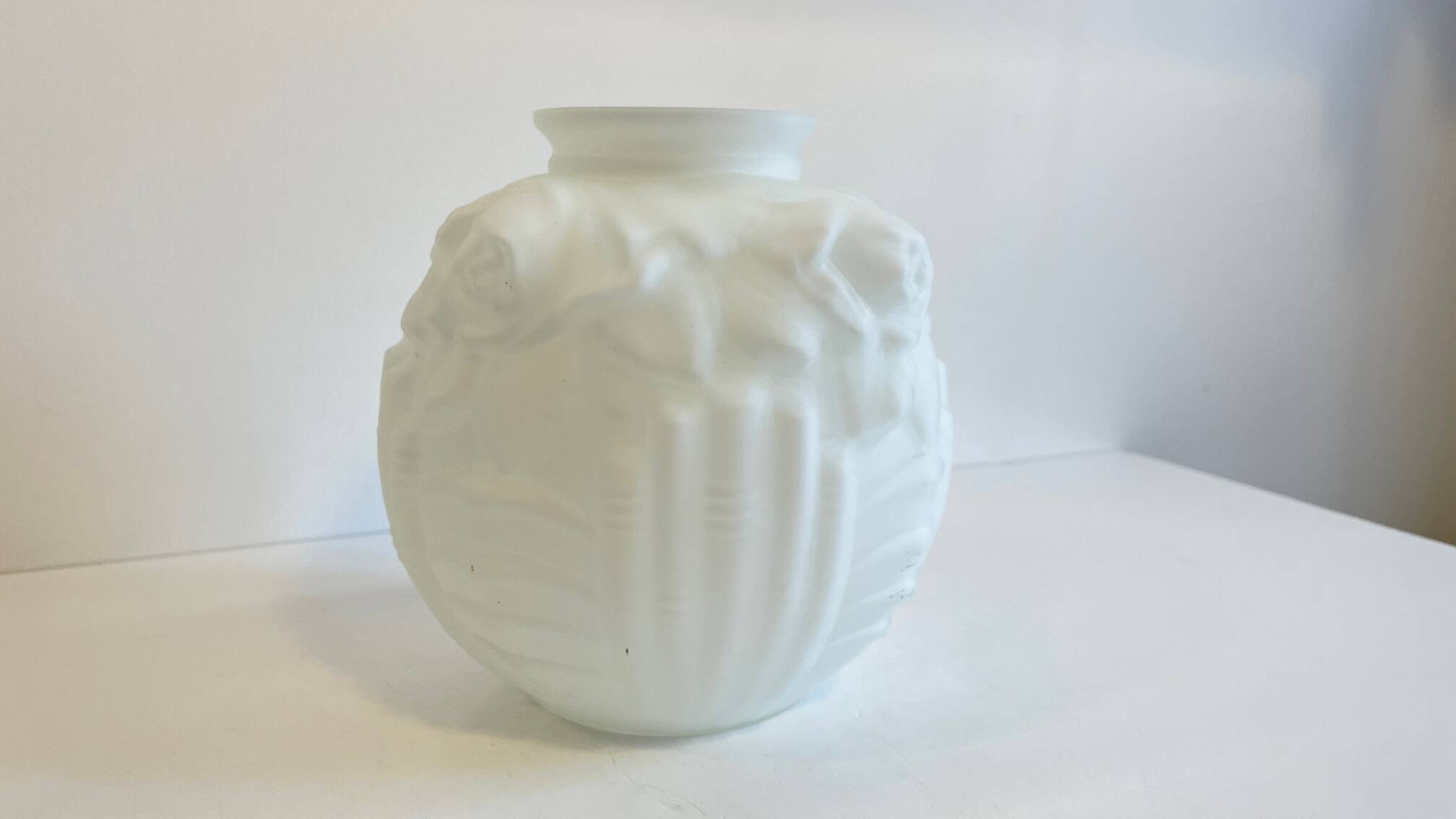Art Deco glass paste ball vase