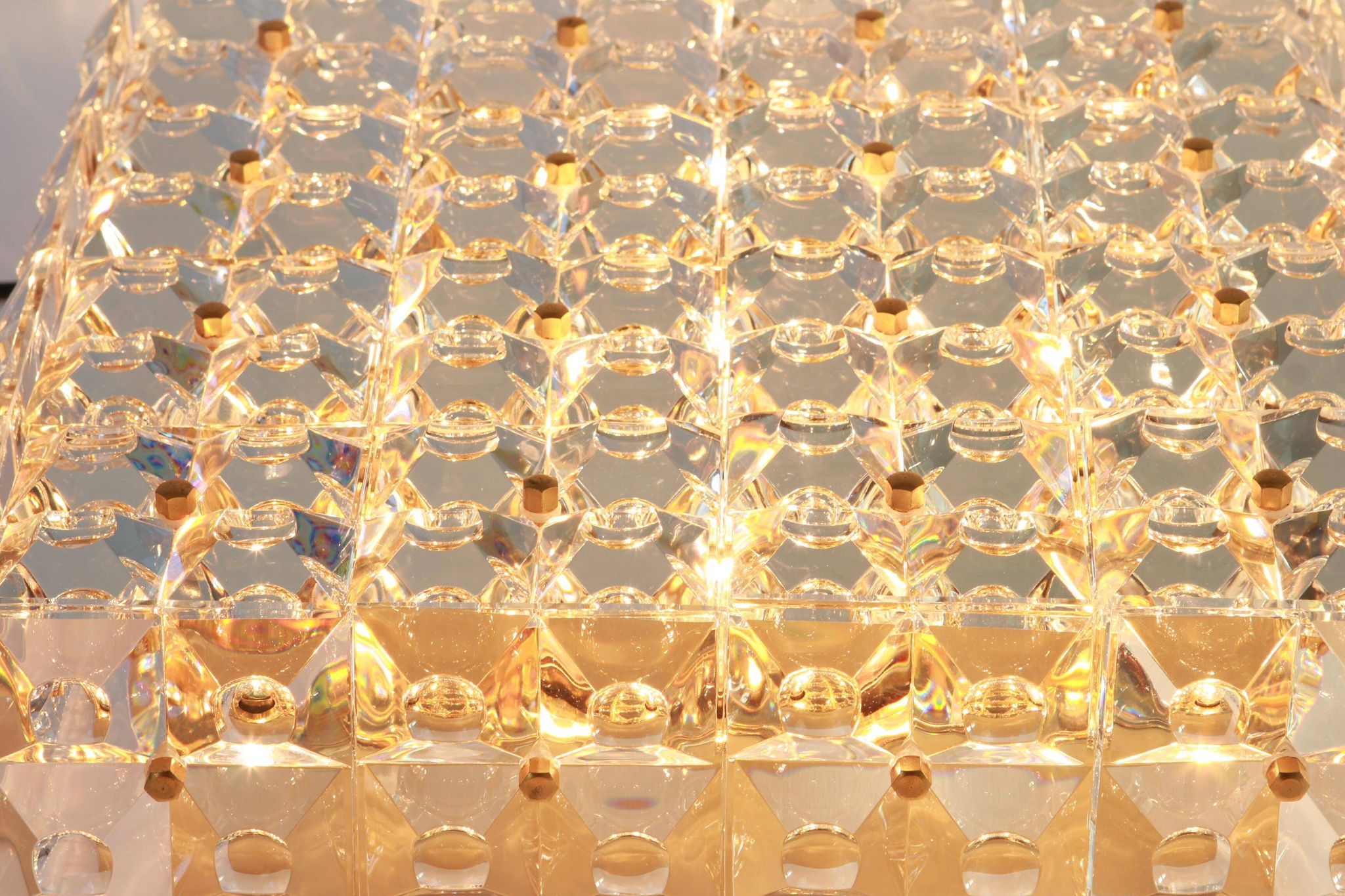 Large faceted crystal ceiling light by Kinkeldey, Germany, 1970s.