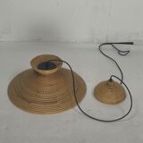 Pencil Split Reed Rattan Bamboo Pendant Lamp, Italy 1970s