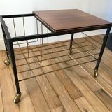 Desserte range-vinyle en formica et laiton années 70