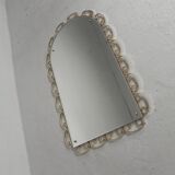 Vintage faceted mirror in an aluminium frame from the 1950s.