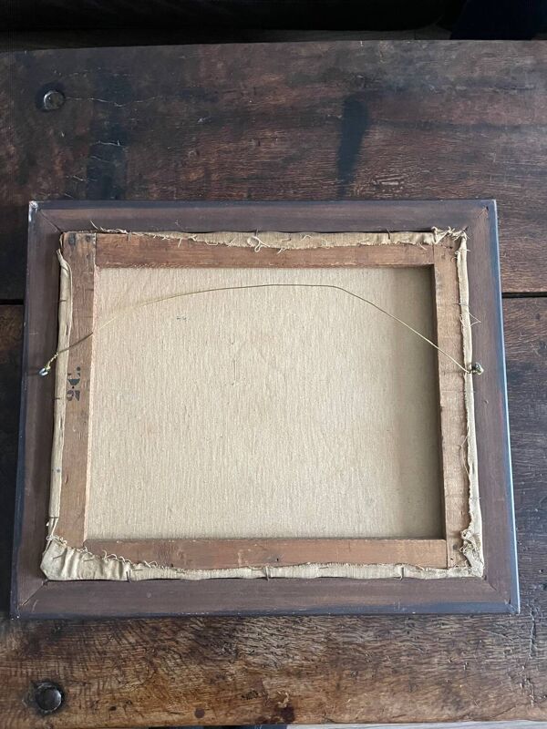 peinture à l'huile et au couteau sur toile montée sur châssis.Vintage