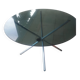 Round smoked glass table from the 70s. Foldable stainless steel legs.