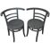 Pair of Thonet bistro chairs from 1930 in painted grey wood, half-moon backrest.