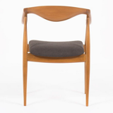 Suite de 4 fauteuils hêtre teinte et lin noir design danois 1950