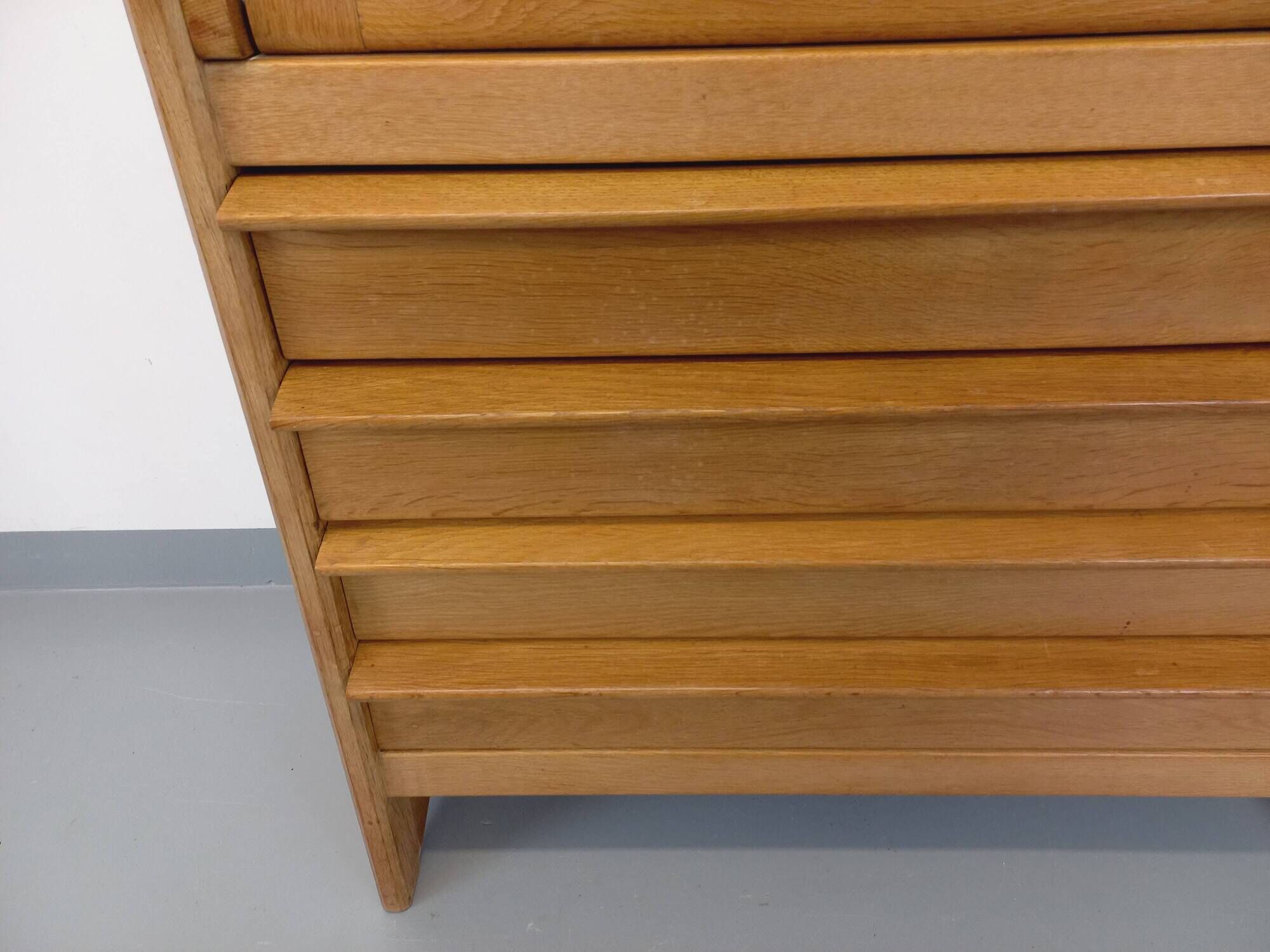 Vintage Guillerme and Chambron secretary desk in solid oak from the 50s and 60s