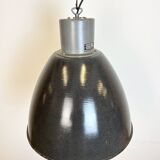 Large Dark Grey Enamel Industrial Factory Lamp from Elektrosvit, 1960s