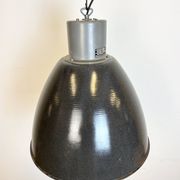 Large Dark Grey Enamel Industrial Factory Lamp from Elektrosvit, 1960s
