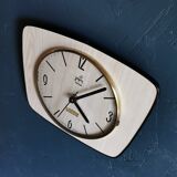 Vintage formica clock silent trapeze wall clock "Maple Electric Japy"