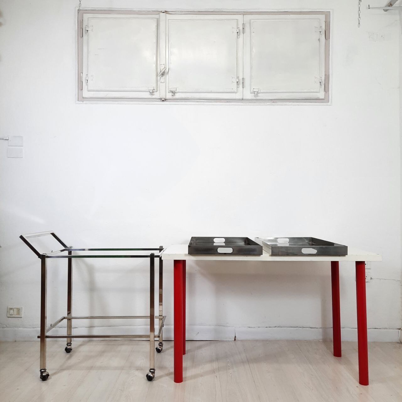 Chariot alimentaire avec deux plateaux - plaqué argent - vintage