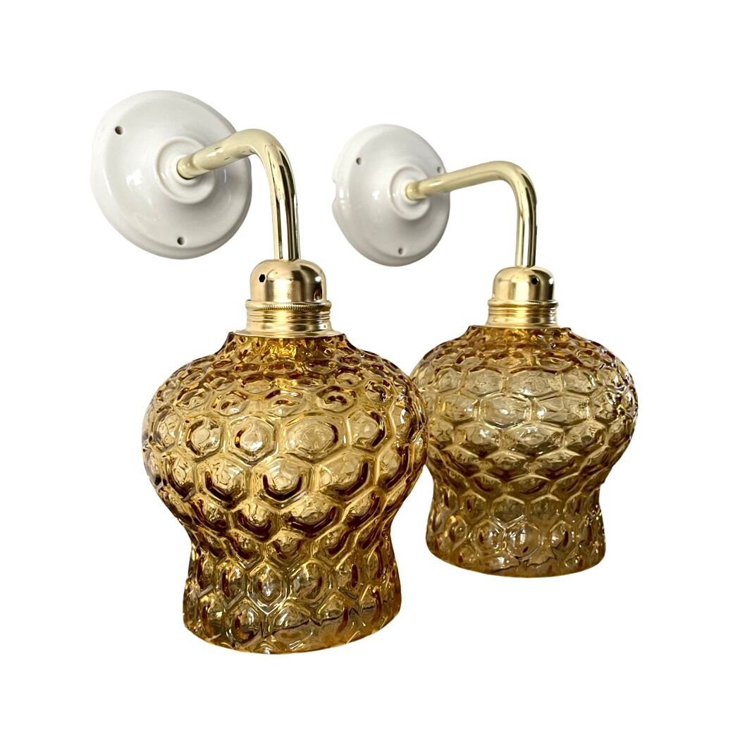 Set of two new electrified bubble glass sconces
