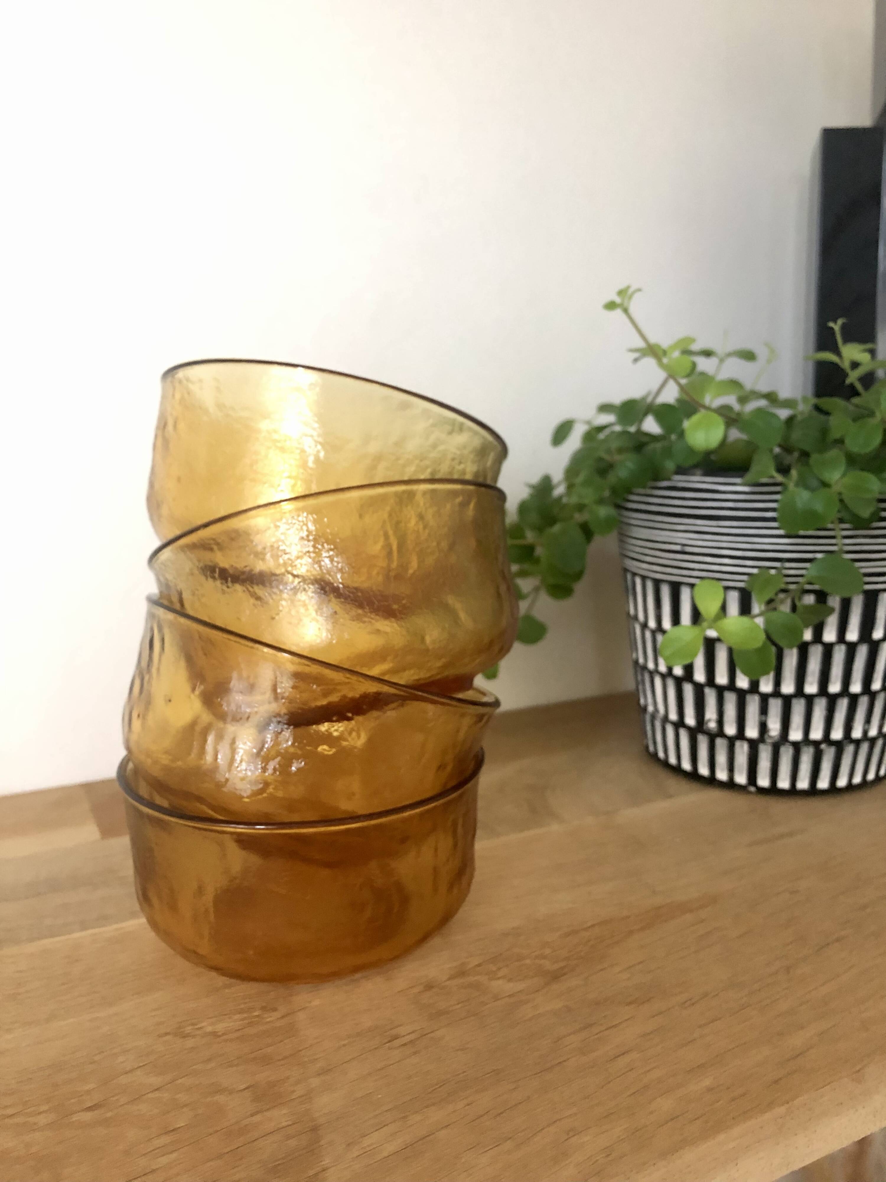 Lot de 4 petits bols marron ambré vintage L'alsacienne biscuits