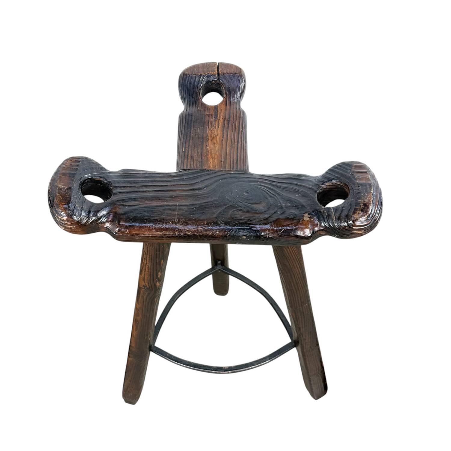 Set of 3 Vintage Spanish Brutalist Marbella Stools