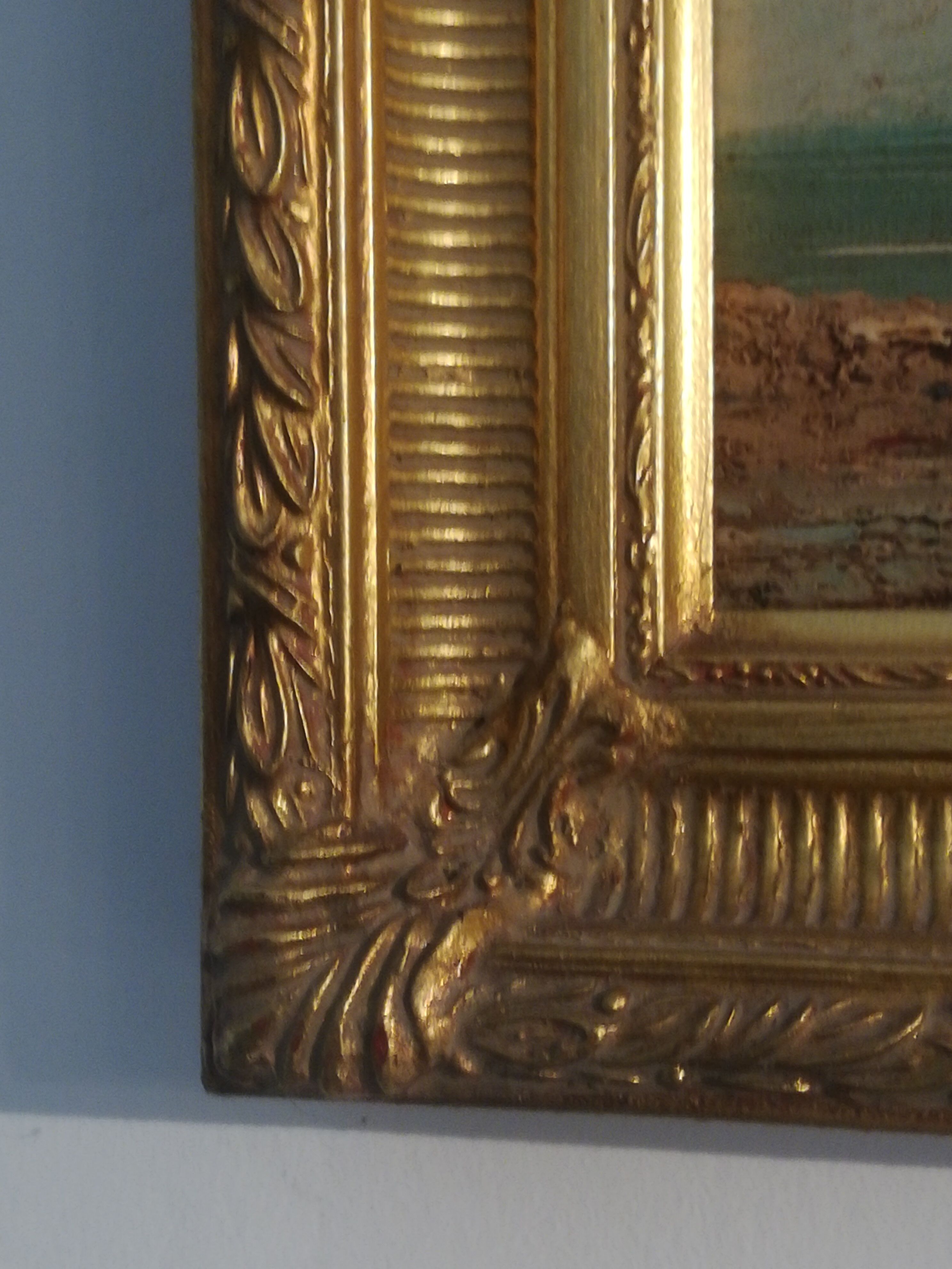 Oil on canvas signed Barton marine in gilded frame