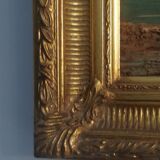 Oil on canvas signed Barton marine in gilded frame