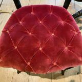 Pair of Napoleon III chairs, raspberry red velvet upholstered seats