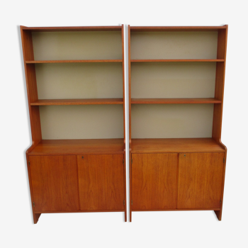 Wooden bookcase, 1960s, set of 2