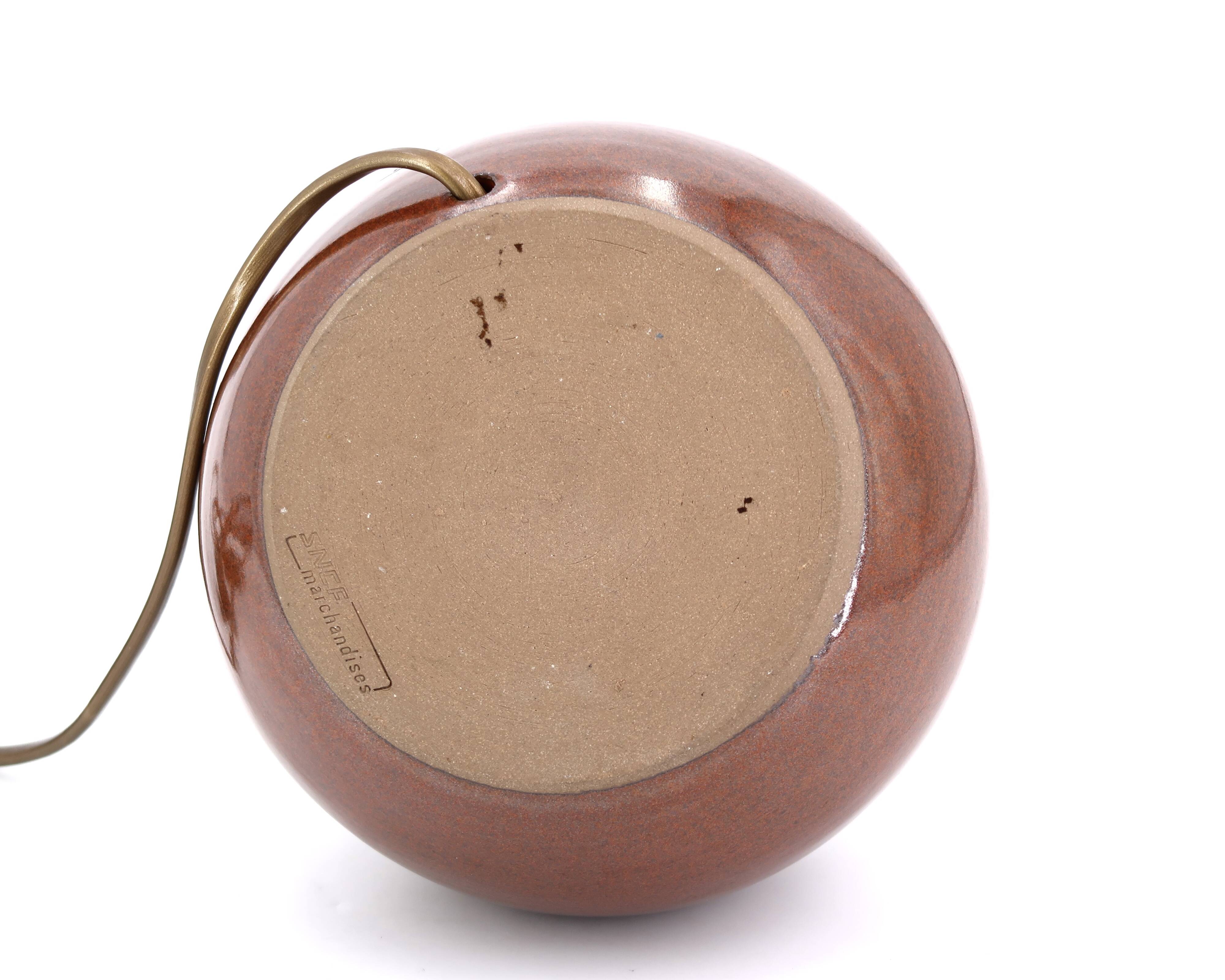 Burgundy brown ceramic lamp Sncf Mardandises