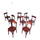 Set of 8 vintage 70s curved varnished wood bistro chairs
