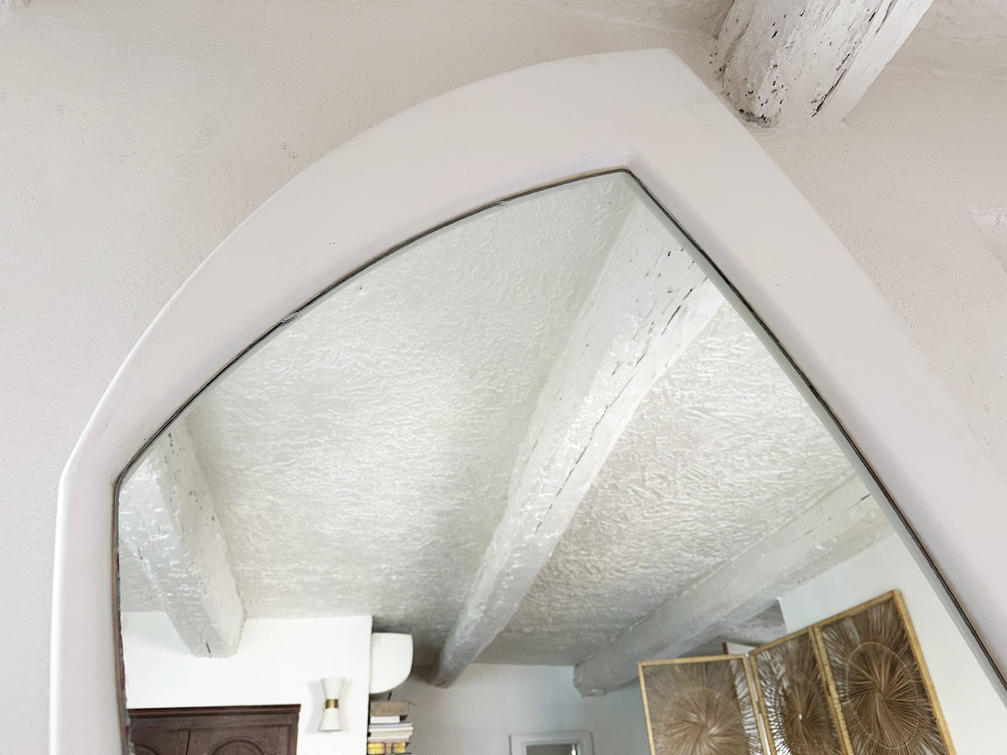 Dismantled Space Age XXL wall mirror in lacquered wood. France, 1970s.