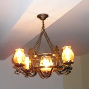 Lustre et ses 2 appliques en fer forgé 1960