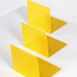 Ensemble de 3 serre-livres en métal - design vintage - jaune