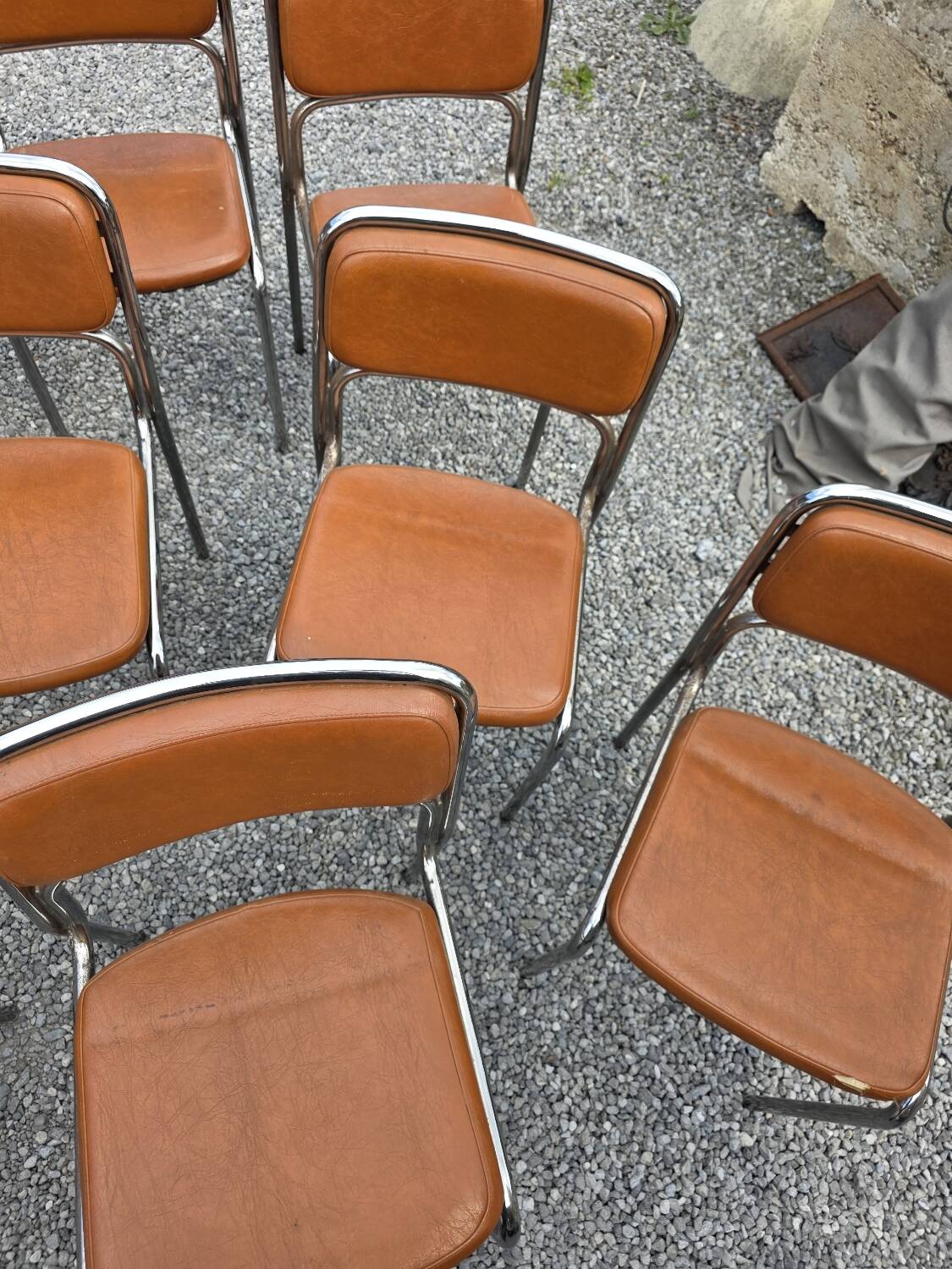 17 chrome metal bistro chairs from the 70s