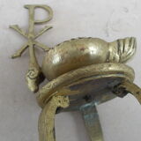 Old bronze oil lamp religious symbol Christ