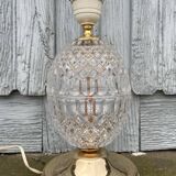 Hollywood Regency Style Brass Crystal Table Lamp