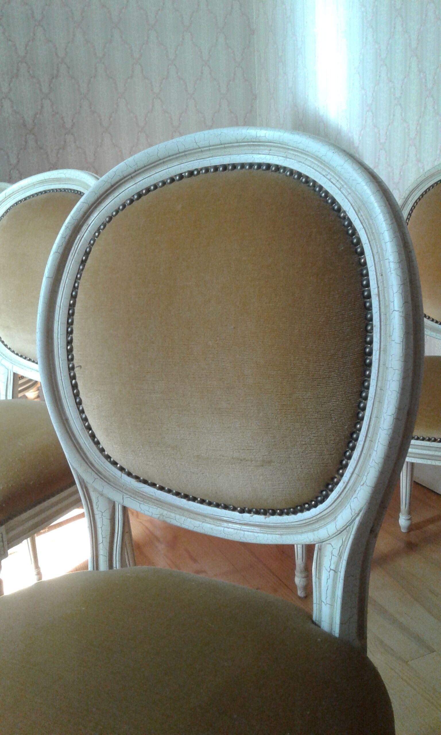 6 chaises medaillon style Louis XVI en velours orangé