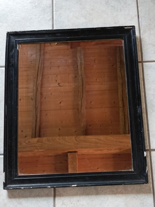 Mirror Patinated black wood frame 0923052