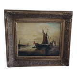 Old painting, signed seascape, late 19th century