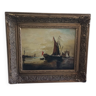 Old painting, signed seascape, late 19th century