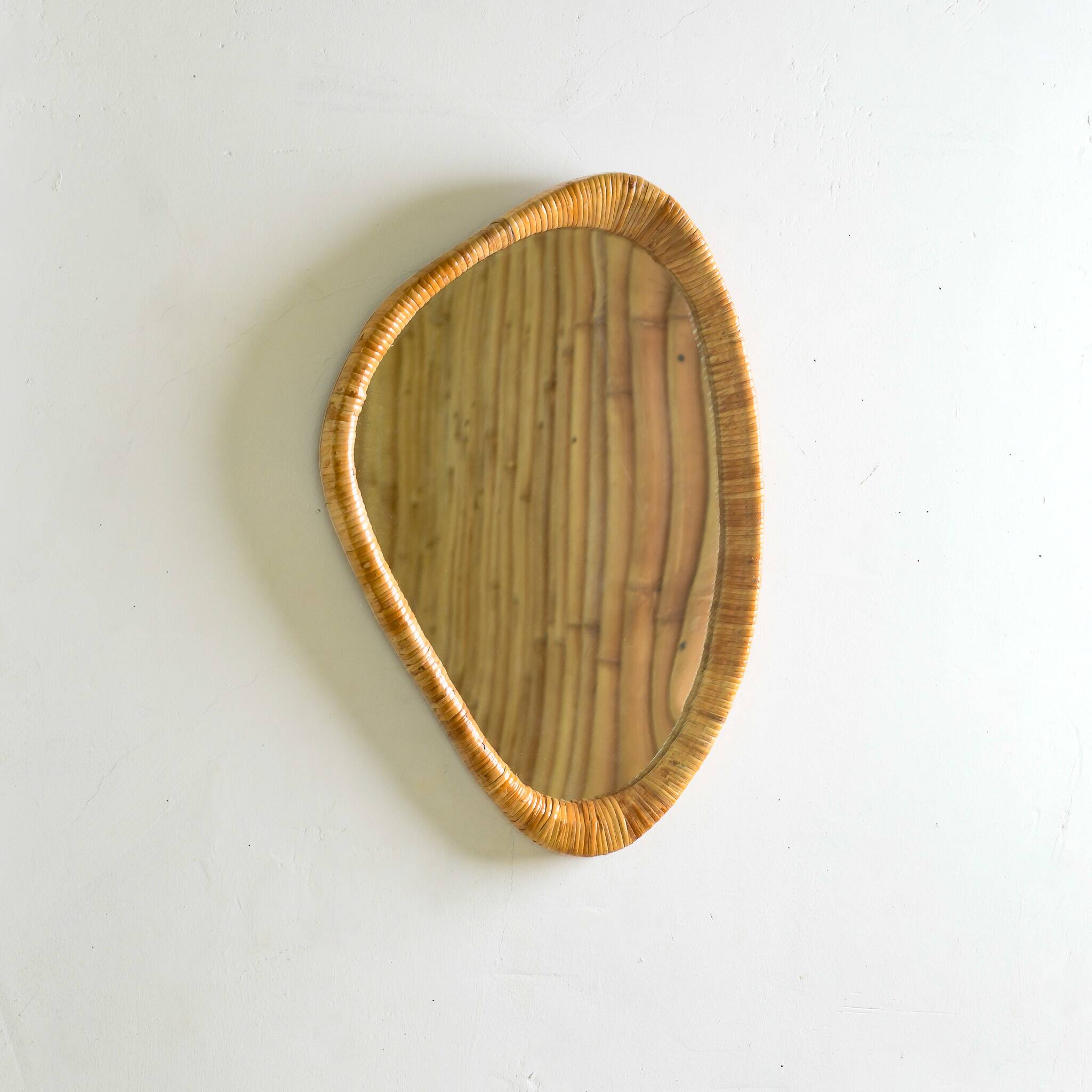 Midcentury Modern Style Rattan Wall Mirror