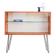 Teak display cabinet with black hairpin legs.