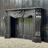 Cheminée Napoléon III En Marbre Noir De Belgique Ou Noir De Mazy, Vers 1880