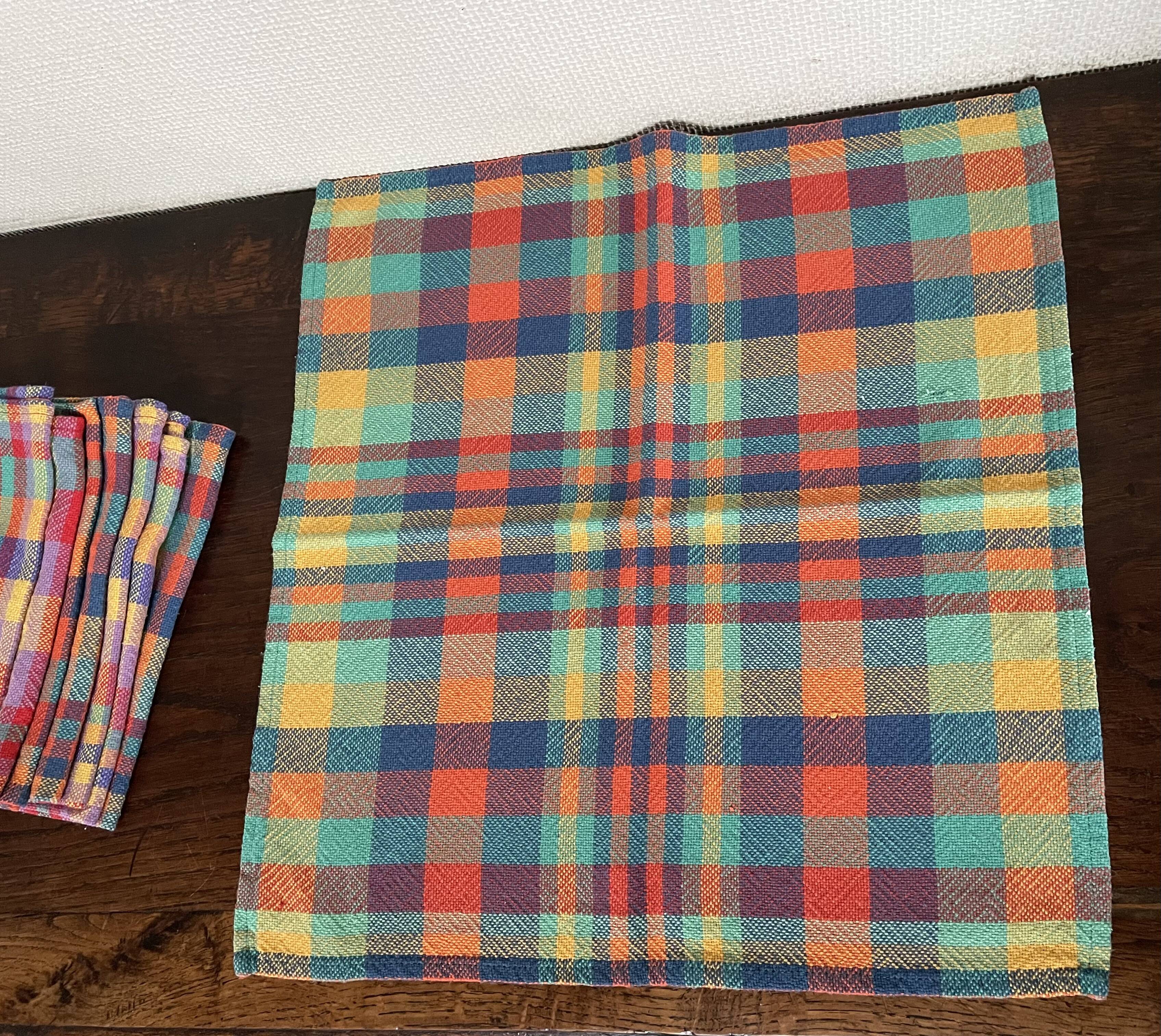 Set of 8 madras cotton napkins