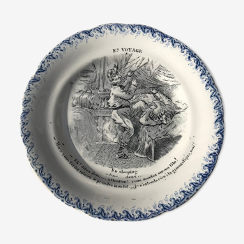 Talking plate "En voyage" n•X - faience factory Choisy le roi