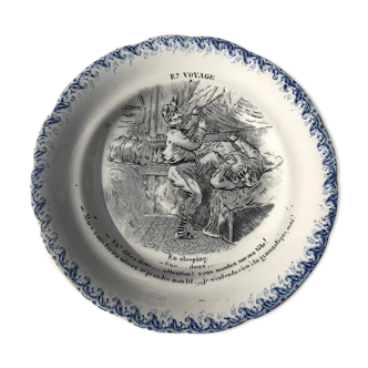 Talking plate "En voyage" n•X - faience factory Choisy le roi