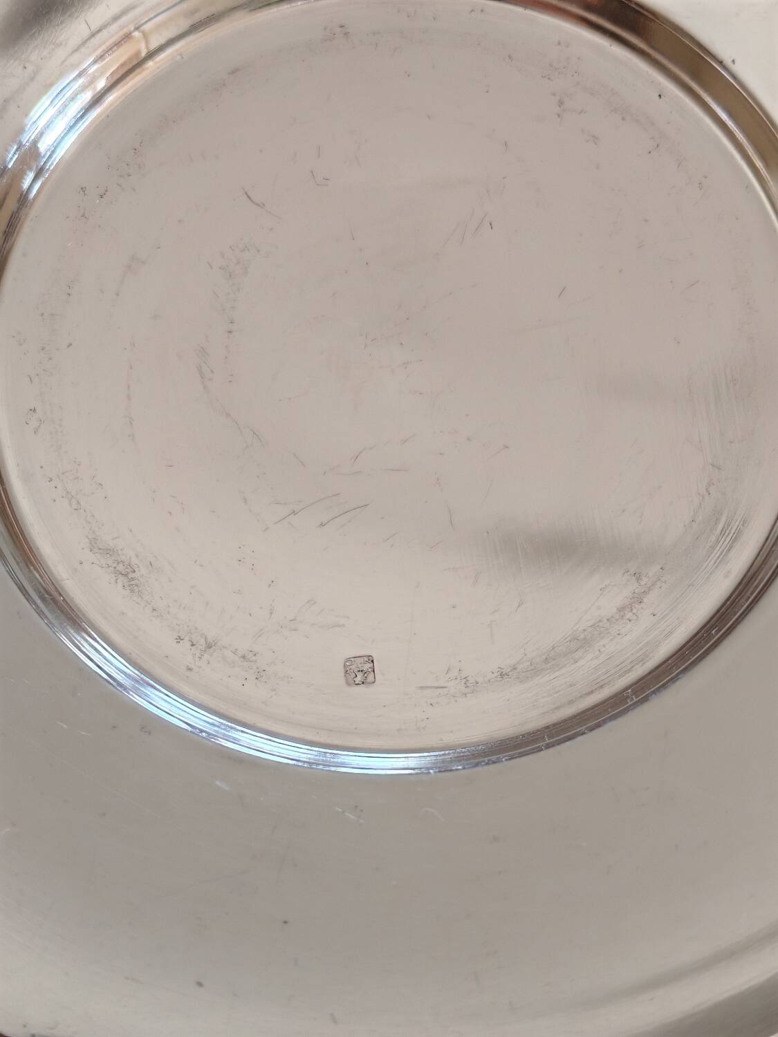 Silver-plated metal cup and saucer