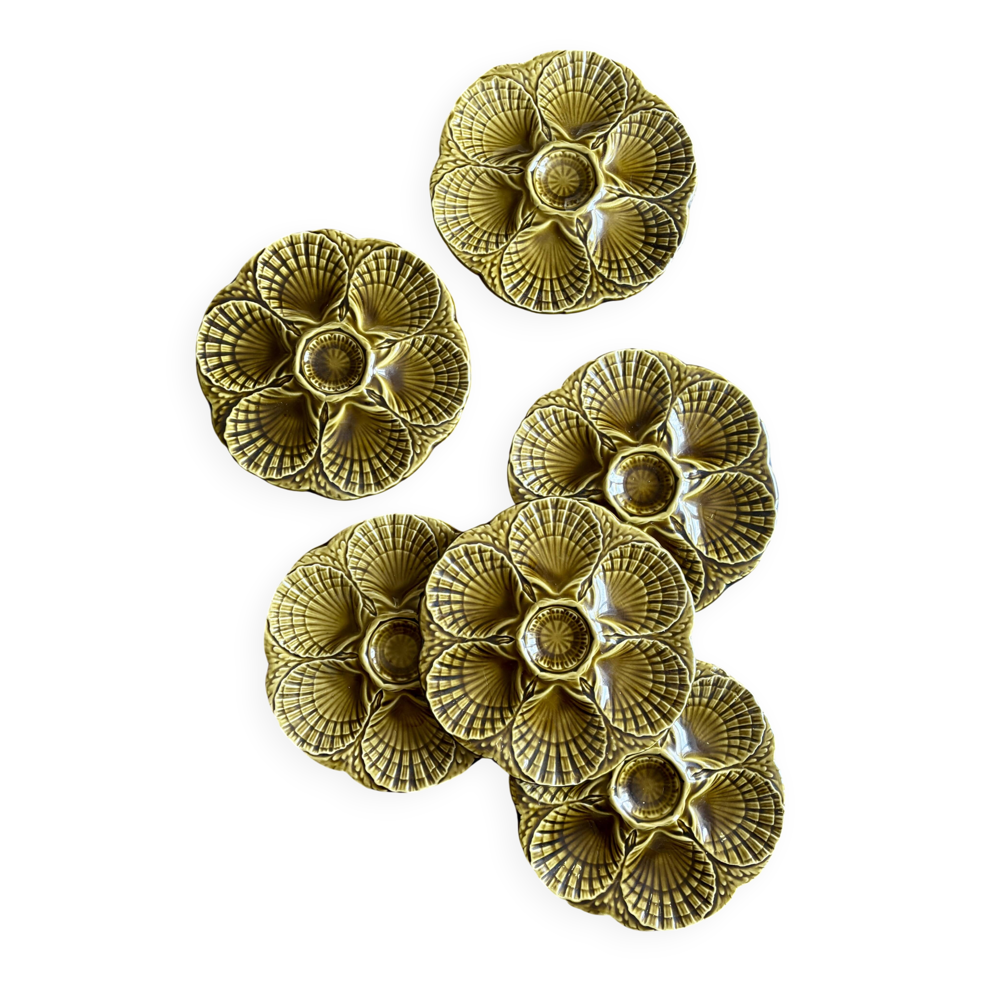 Set of 6 vintage ceramic oyster plates - Sarreguemines -