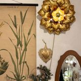 Applique fleur en métal doré à la feuille