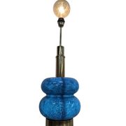 Lampadaire/lampe de table vintage bleue en verre
