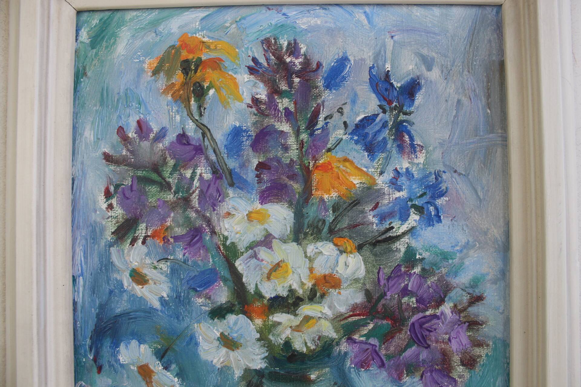 Hand Painted Painting, Oil on Canvas, Signed, Czechoslovakia, 1963