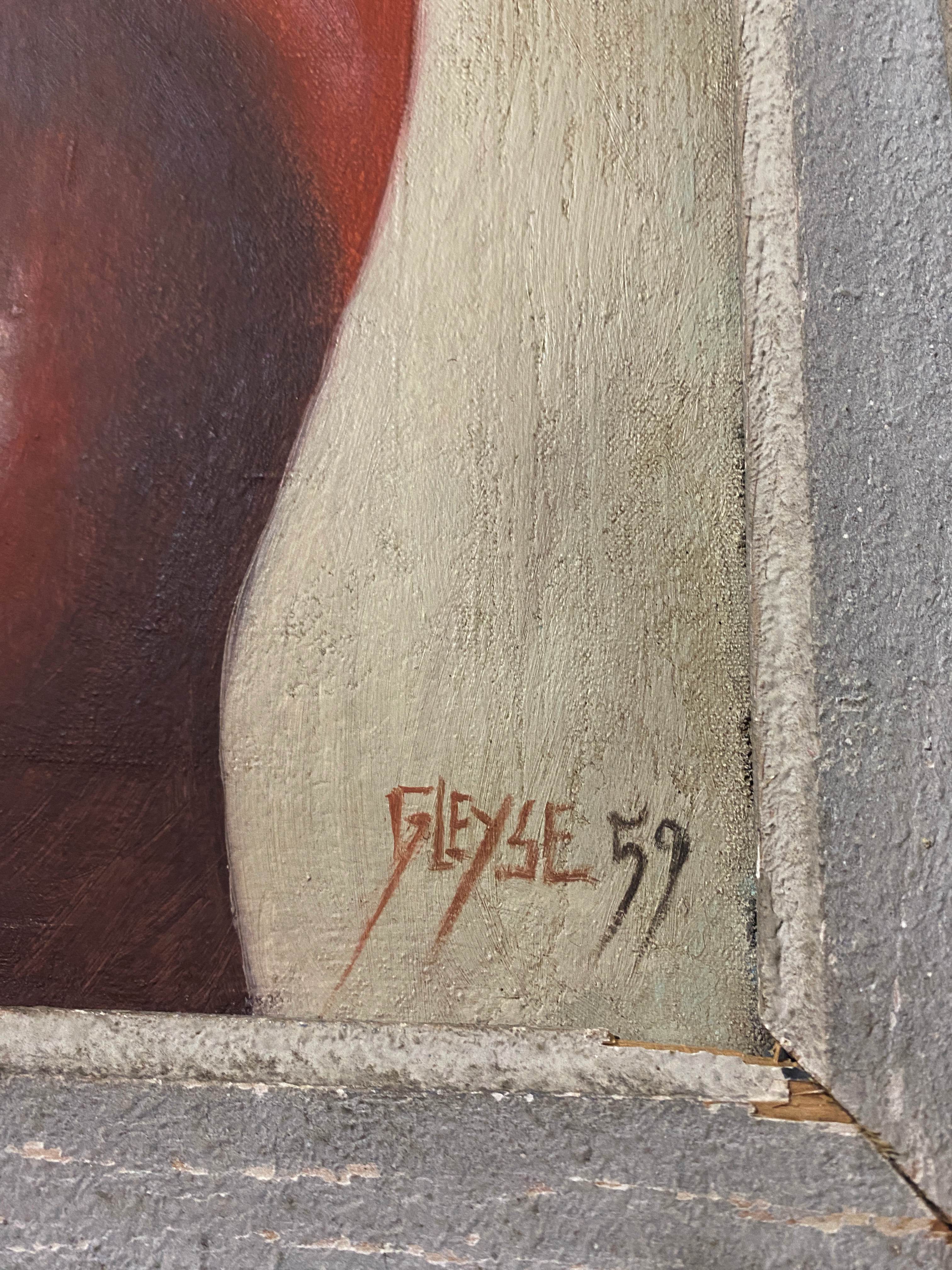 Painting "Nue Cubiste" dated 1959 HST signed Jean Gleyse (1915-1991)