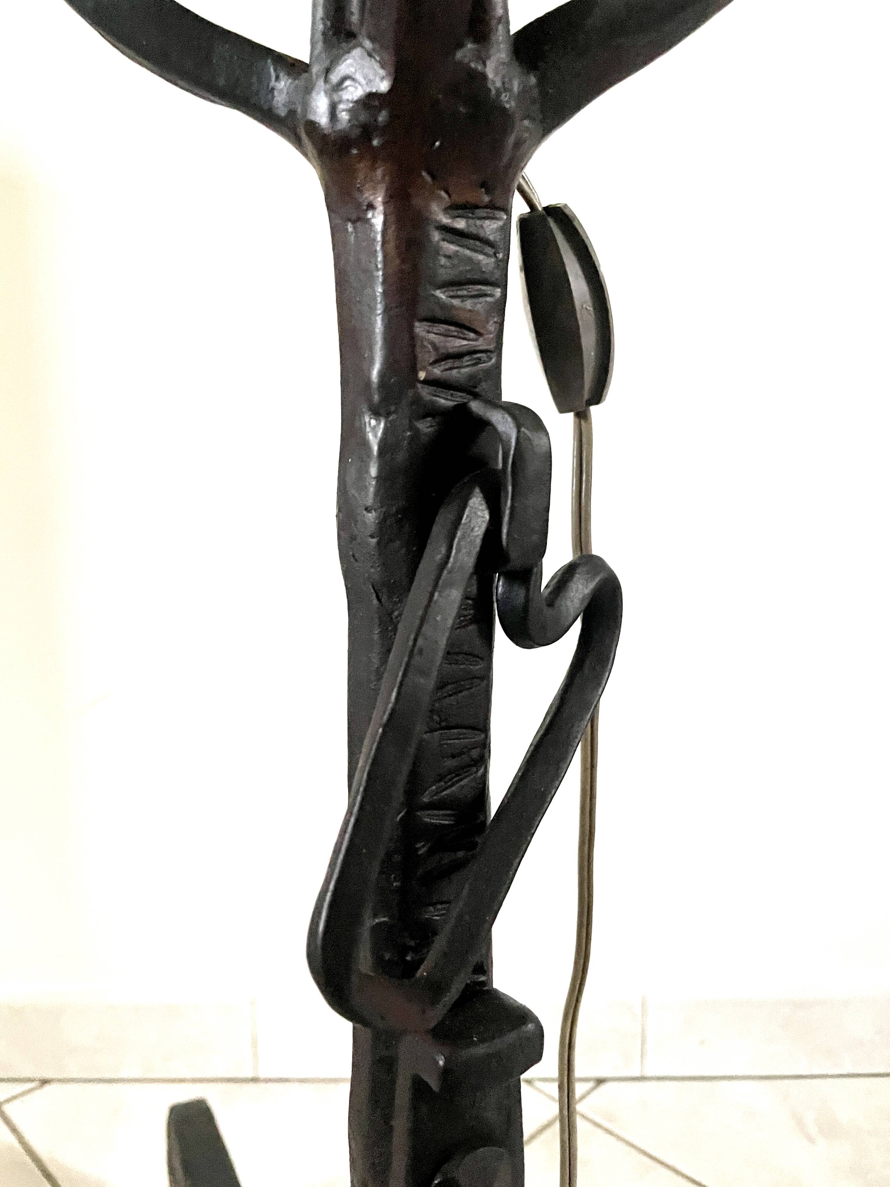 19th century wrought iron floor lamp
