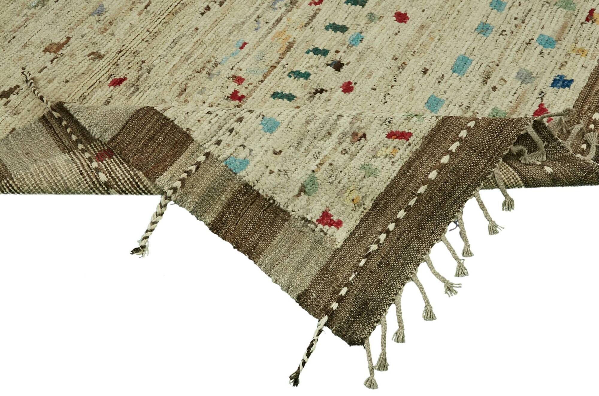 Handwoven Tribal One of a Kind 278 cm x 370 cm Beige Wool Carpet