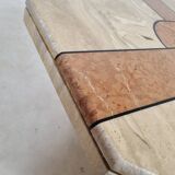 Travertine and marble coffee table