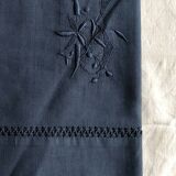 Drap Ancien En Lin Et Coton Bleu Nocturne